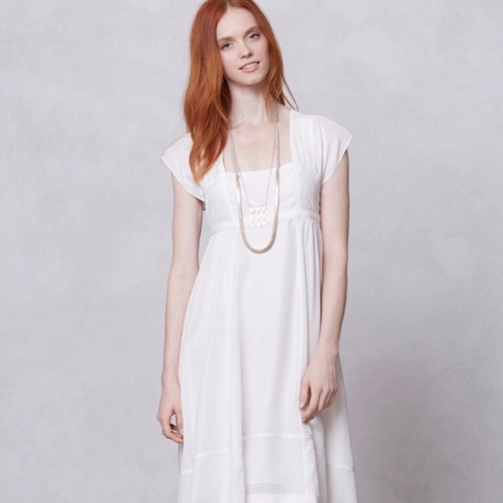 Anthropologie Mah Na Mah Na Cream/White Silk Dress